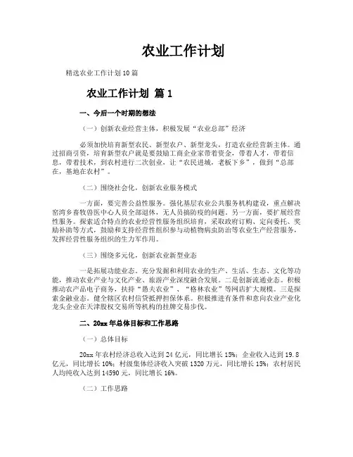 农业工作计划