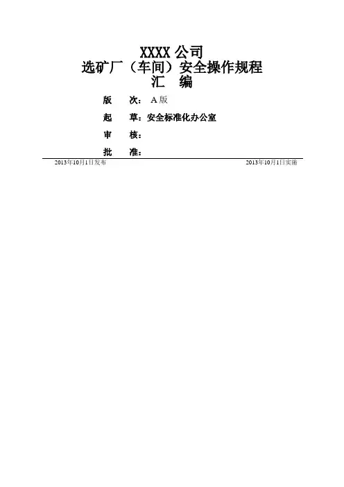 选矿厂安全操作规程大全