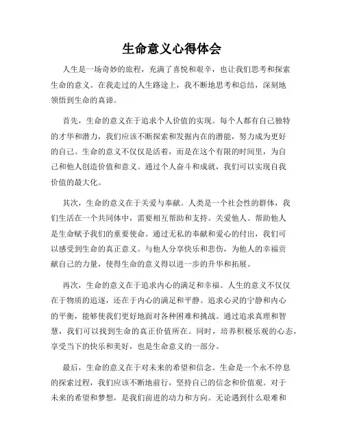 生命意义心得体会