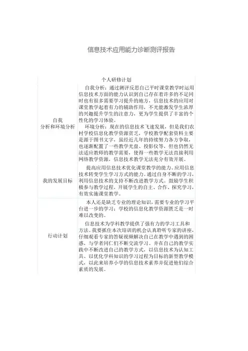 信息技术应用能力诊断测评报告