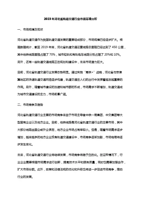 2023年河北省轨道交通行业市场环境分析