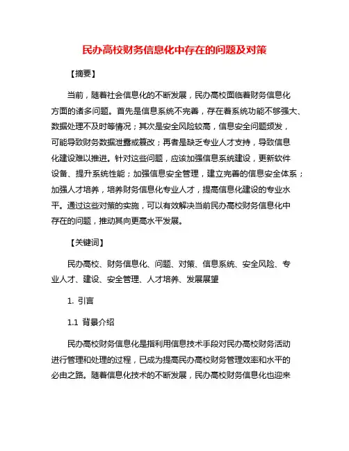 民办高校财务信息化中存在的问题及对策