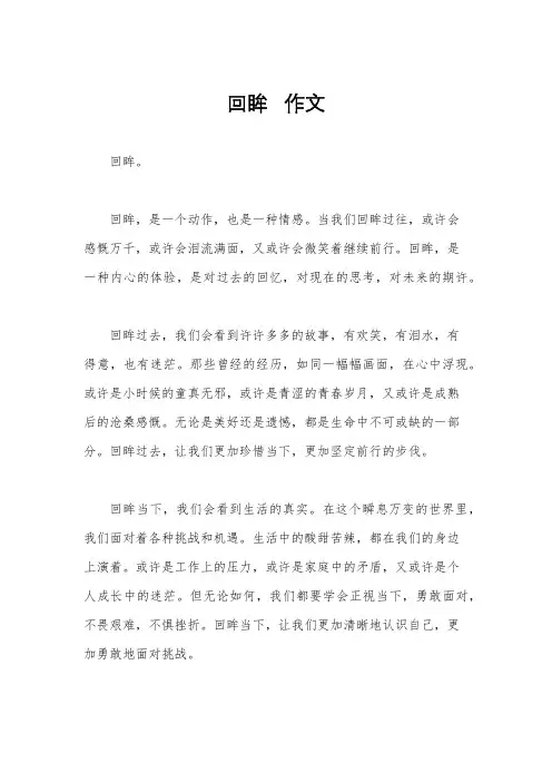 回眸   作文