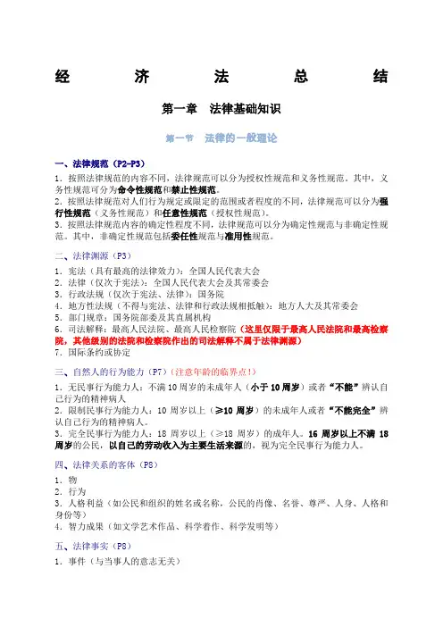 2014年CPA《经济法》知识点总结