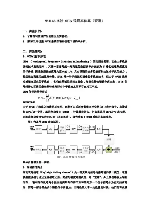 西南交通大学_通信工程实验_MATLAB实验_OFDM误码率仿真(衰落)