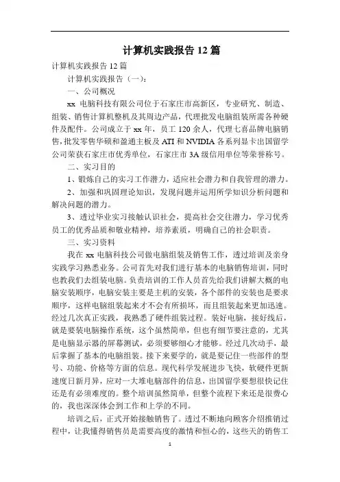 计算机实践报告12篇