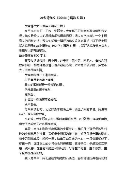 故乡情作文800字（精选5篇）