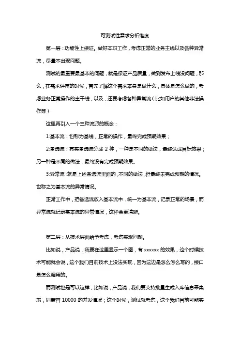 可测试性需求分析维度