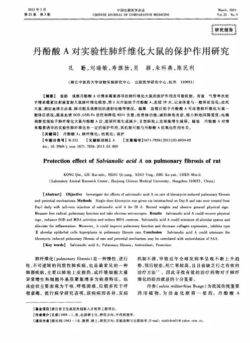 丹酚酸A对实验性肺纤维化大鼠的保护作用研究