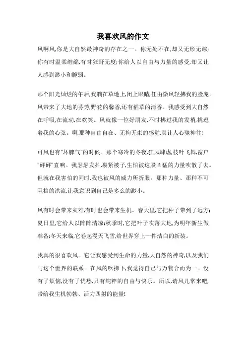 我喜欢风的作文
