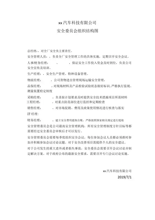 公司安全委员会组织结构图模板