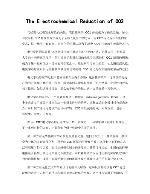 The Electrochemical Reduction of CO2