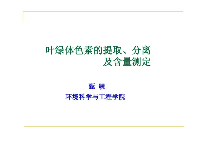 叶绿体色素的提取分离及含量测定