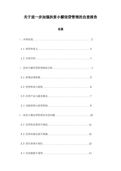 关于进一步加强扶贫小额信贷管理的自查报告