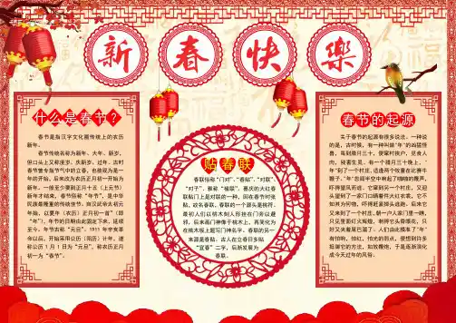 【word格式可编辑】新春快乐电子小报模板