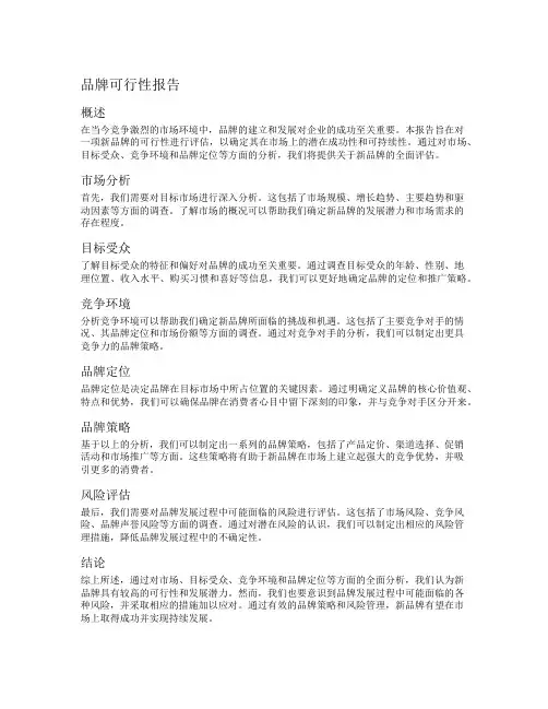品牌可行性报告