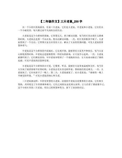 【二年级作文】三只老鼠_250字