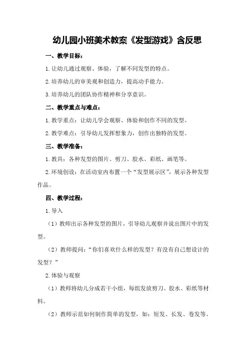 幼儿园小班美术教案《发型游戏》含反思