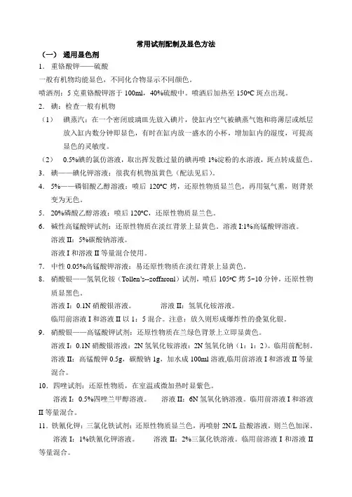 TLC常用试剂配制及显色方法