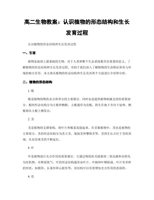 高二生物教案：认识植物的形态结构和生长发育过程