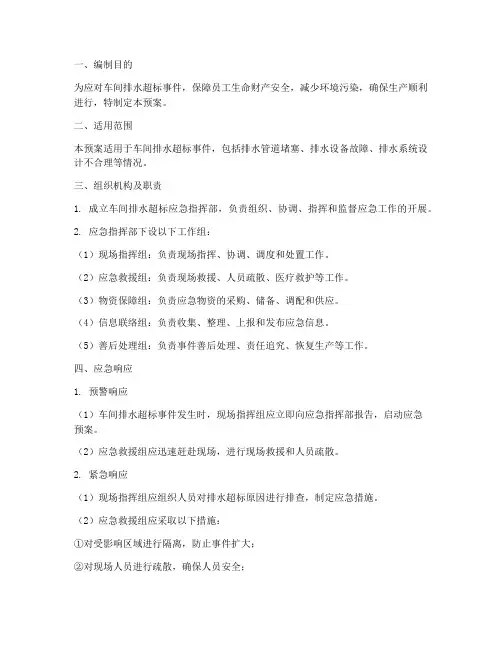 车间排水超标应急预案