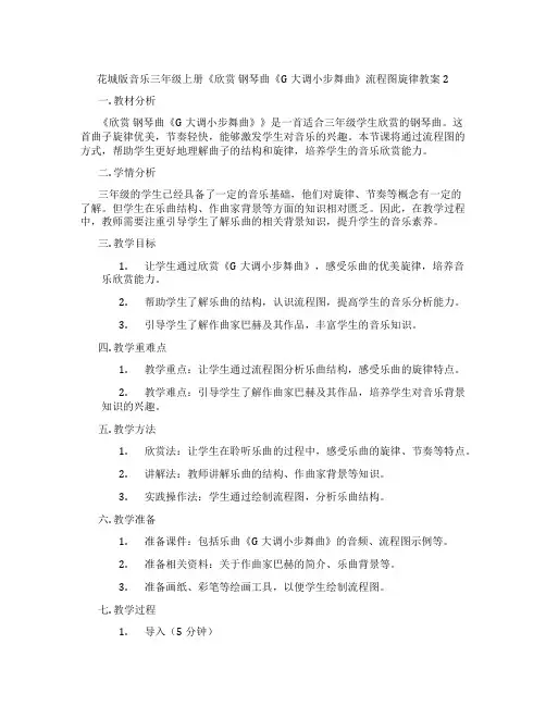 花城版音乐三年级上册《欣赏 钢琴曲《G大调小步舞曲》流程图旋律教案2