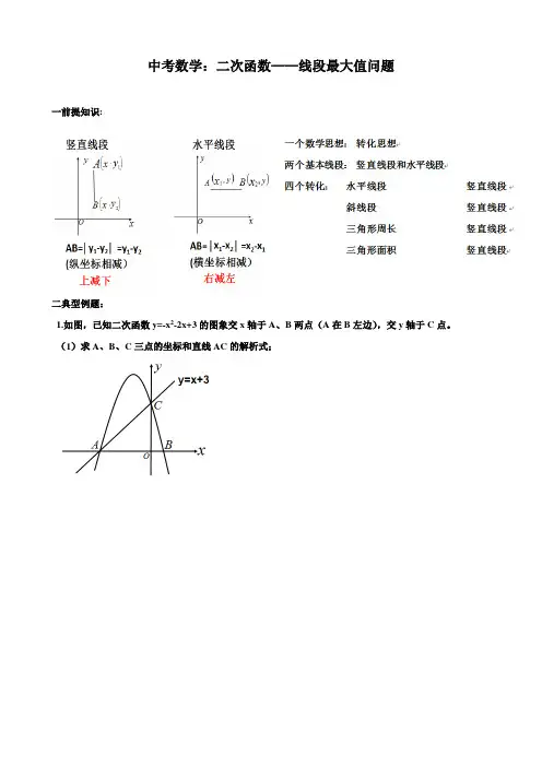中考数学：二次函数——线段最大值问题
