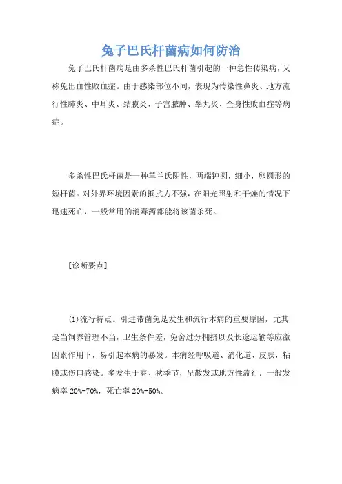 兔子巴氏杆菌病如何防治