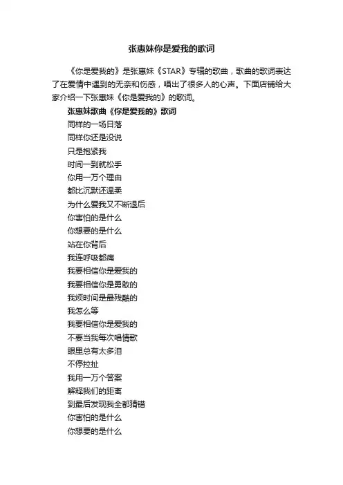 张惠妹你是爱我的歌词