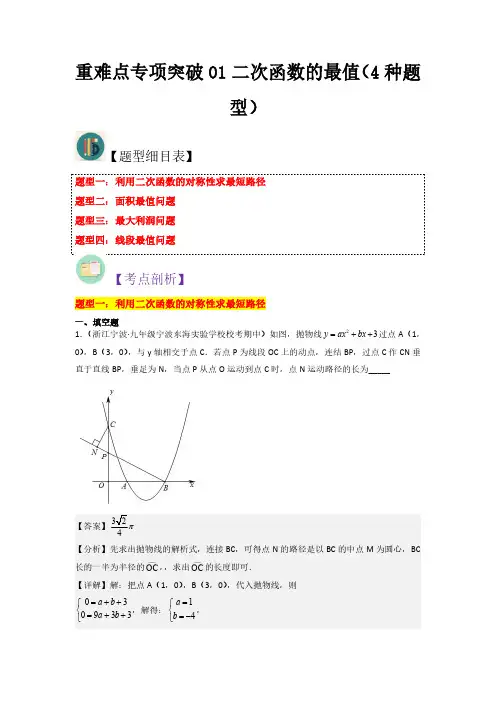 重难点专项突破01二次函数的最值(4种题型)(解析版)