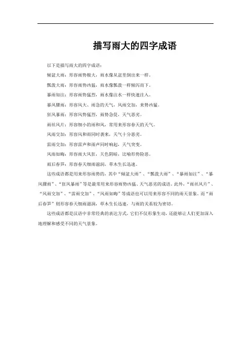描写雨大的四字成语