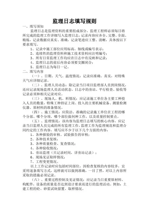 监理日志填写规则