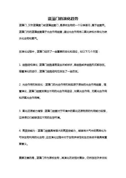 蓝藻门的演化趋势