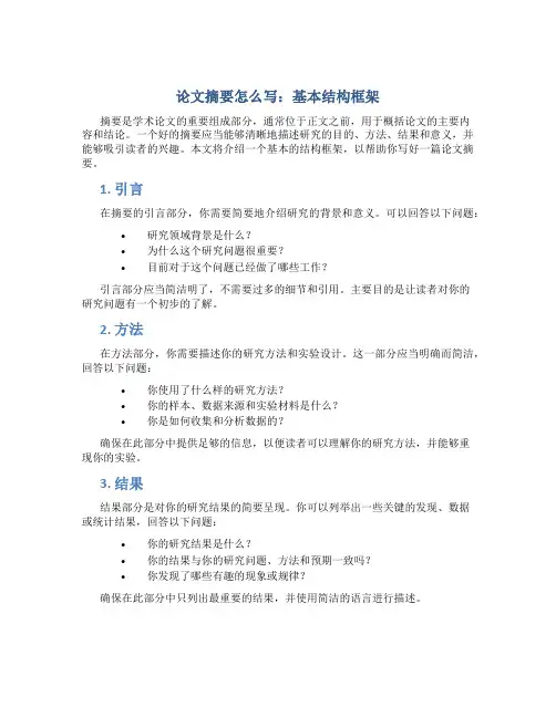 论文摘要怎么写 基本结构框架