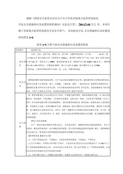 天然气的安全措施和应急处置原则表