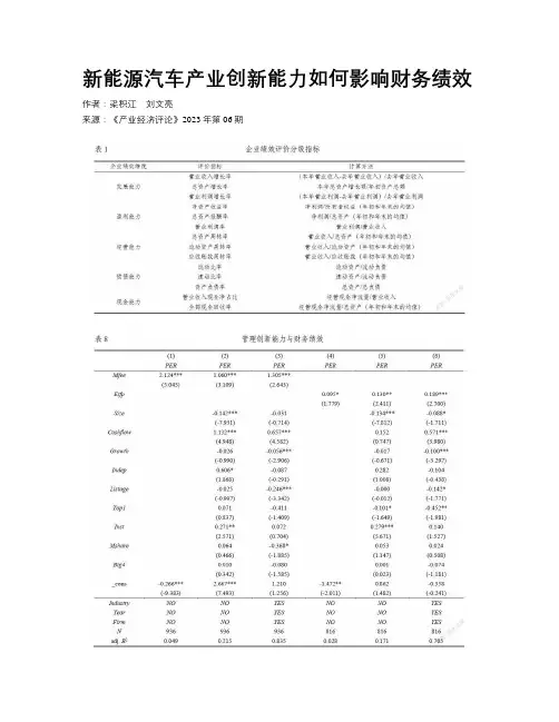 新能源汽车产业创新能力如何影响财务绩效