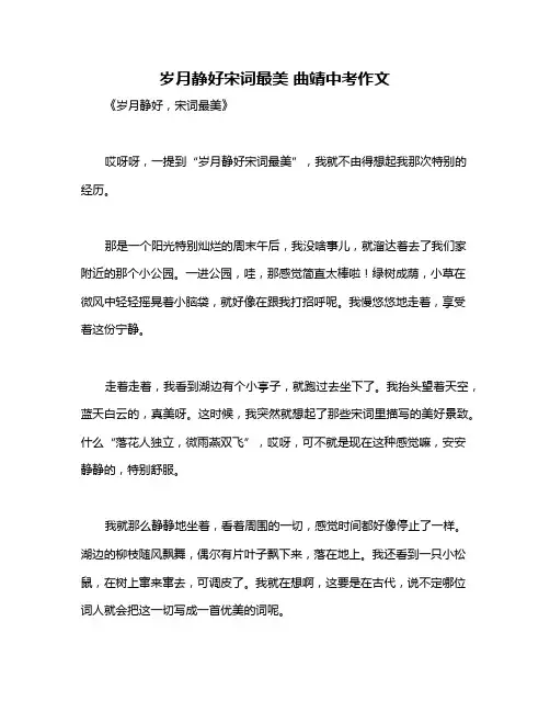 岁月静好宋词最美 曲靖中考作文