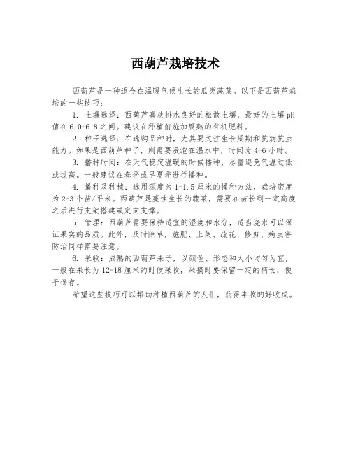 西葫芦栽培技术