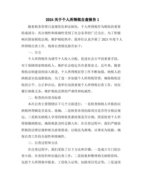 2024关于个人所得税自查报告1