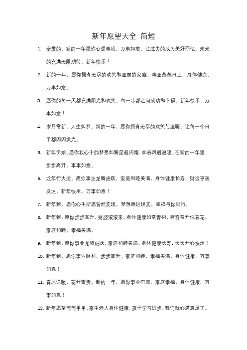 新年愿望大全 简短