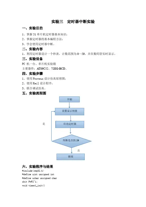 单片机中断实验报告