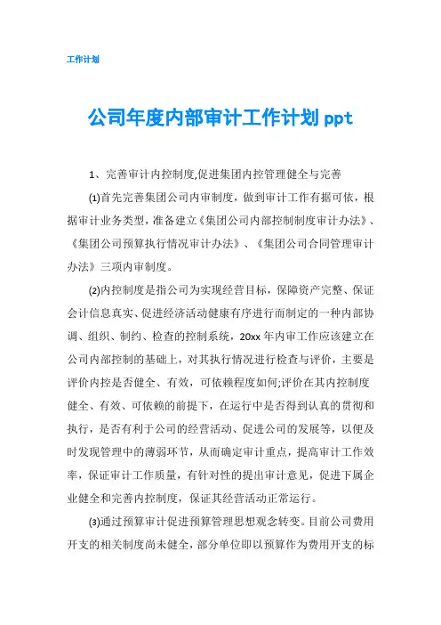 公司年度内部审计工作计划ppt