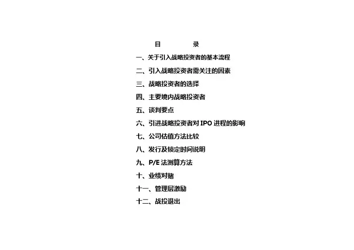 引进战略投资者