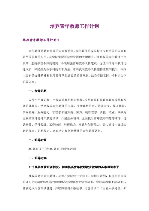 培养青年教师工作计划