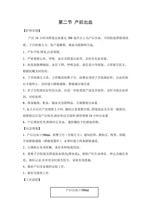 妇产科危重护理常规、应急预案、工作流程