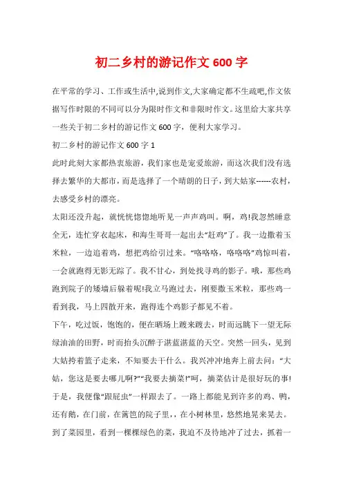 初二乡村的游记作文600字