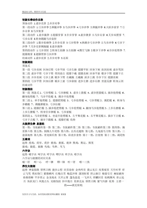 最新初级长拳动作名称