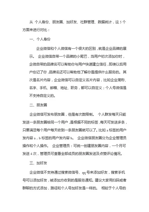 企业微信和个人微信的区别
