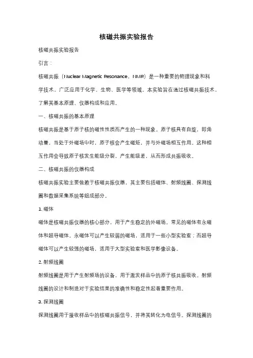 核磁共振实验报告