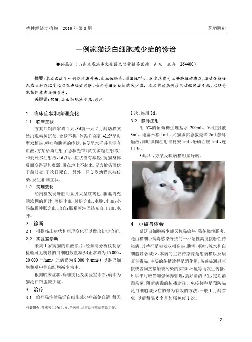 一例家猫泛白细胞减少症的诊治